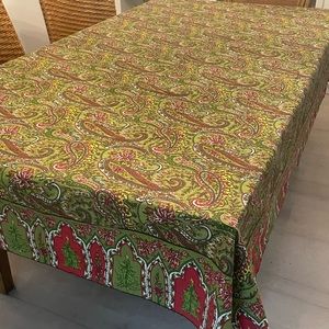 April Cornell cotton Christmas tablecloth. Mid century vintage look. Cotton.